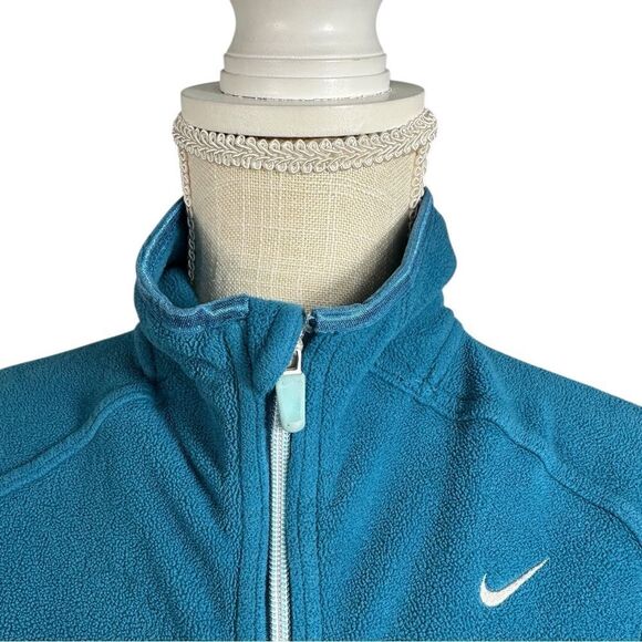 Nike Teal Blue Womens Therma Fleece Zip Up Jacket - Picture 4 of 7